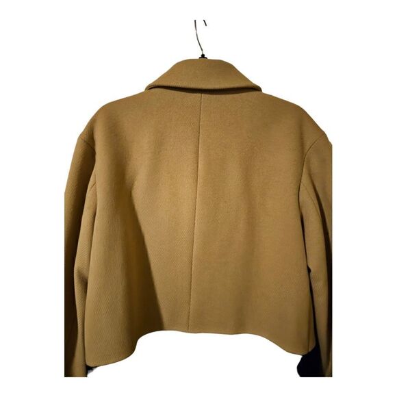 TALBOTS Black & Beige Color-Block Wool Coat - Size 12P - Picture 4 of 8